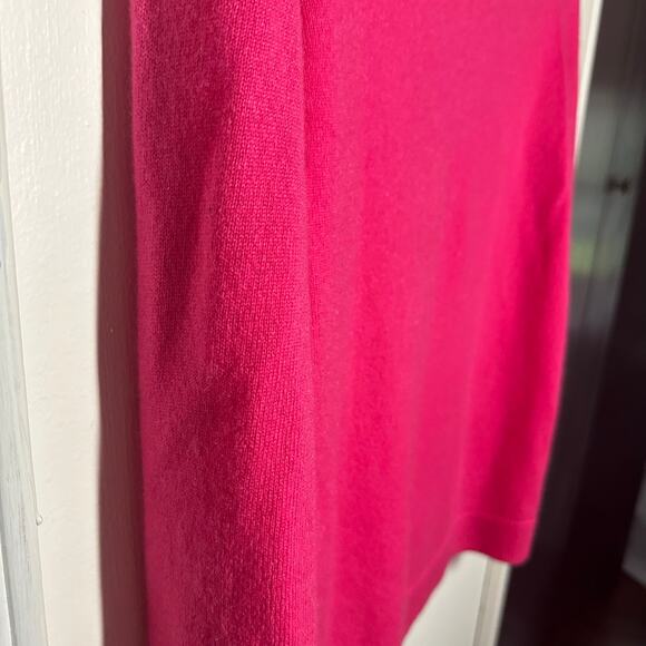 NEW Talbots Hot Pink 100% Cashmere Sweater Soft Bright Crew Size Medium Petite - Picture 4 of 7